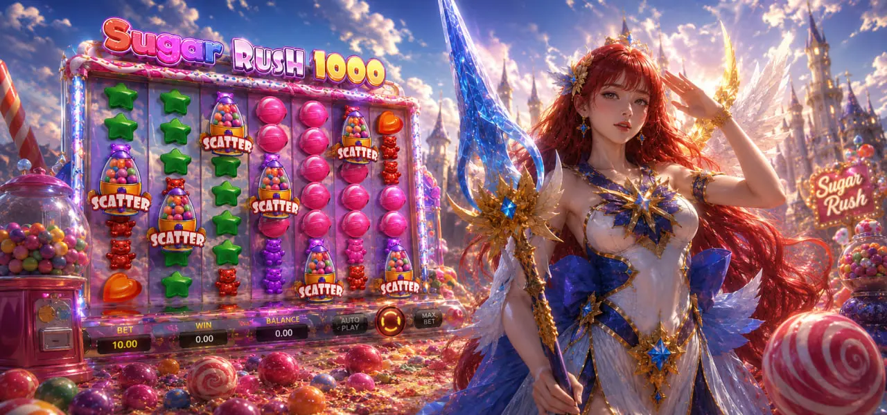 Sugar Rush 1000 candy game with a fantasy princess and colorful game board